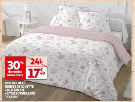 parure lola: housse de couette 240 x 220 cm + 2 taies d'oreillers