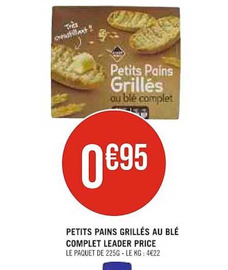 petits pains grillés au blé complet leader price