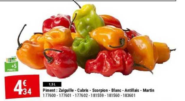 piments: zaiguille - cabris - scorpion - blanc - antillais - martin