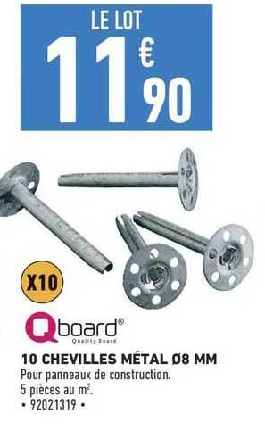 qboard 10 chevilles métal ø8 mm