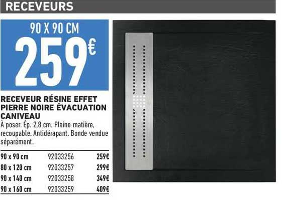 receveur résine effet pierre noire évacuation caniveau