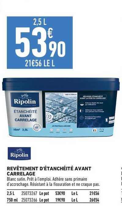 revêtement d'étanchéité avant carrelage ripolin
