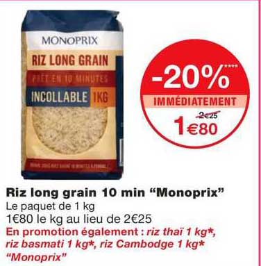 riz long grain 10 min "monoprix"