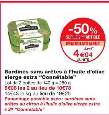 Sardines Sans Arêtes à L'huile D'olive Vierge Extra "connétable"
