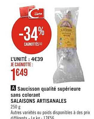 saucisson qualité supérieure sans colorant salaisons artisanales