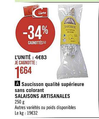 saucisson qualité supérieure sans colorant salaisons artisanales