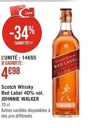 scotch whisky red label 40% vol. johnnie walker