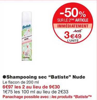 Shampooing Sec "batiste" Nude