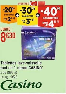 tablettes lave-vaisselle tout en 1 citron casino