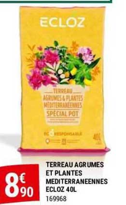 terreau agrumes et plantes méditerranéennes ecloz 40l