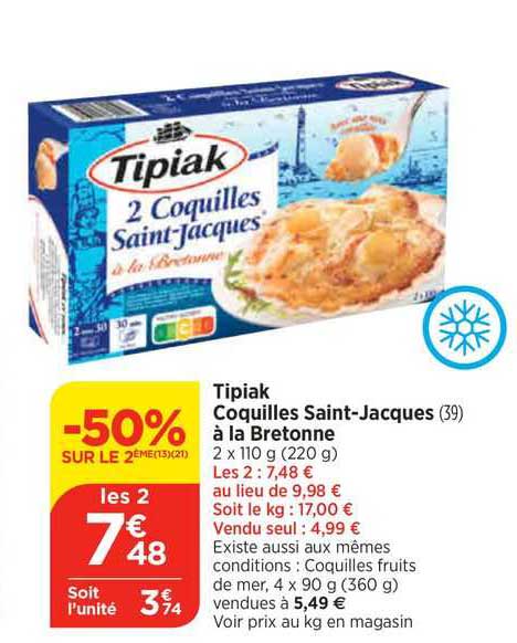 tipiak coquilles saint-jacques à la bretonne