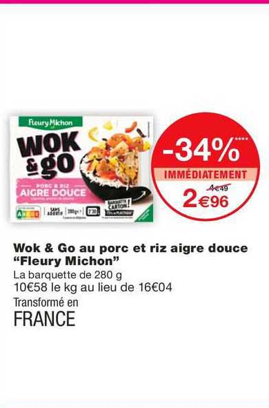wok & go au porc et riz aigre douce "fleury michon"