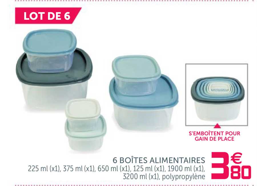 6 boîtes alimentaires