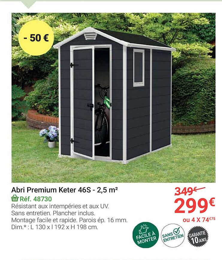 abri premium keter 46s - 2,5 m2