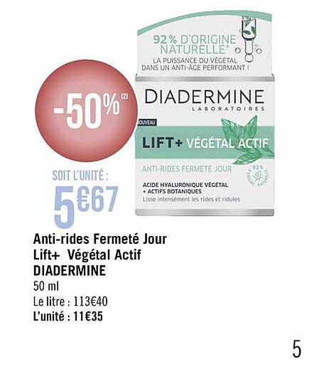 anti-rides fermeté jour lift+ végétal actif diadermine