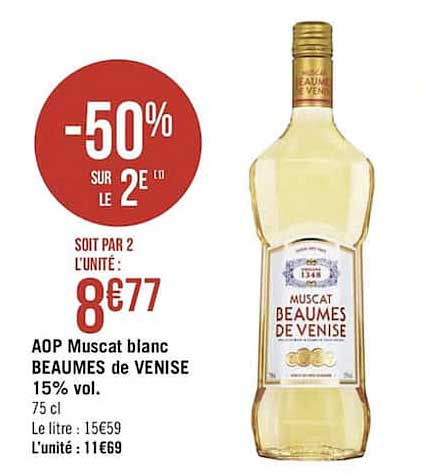aop muscat blanc beaumes de venise 15% vol.