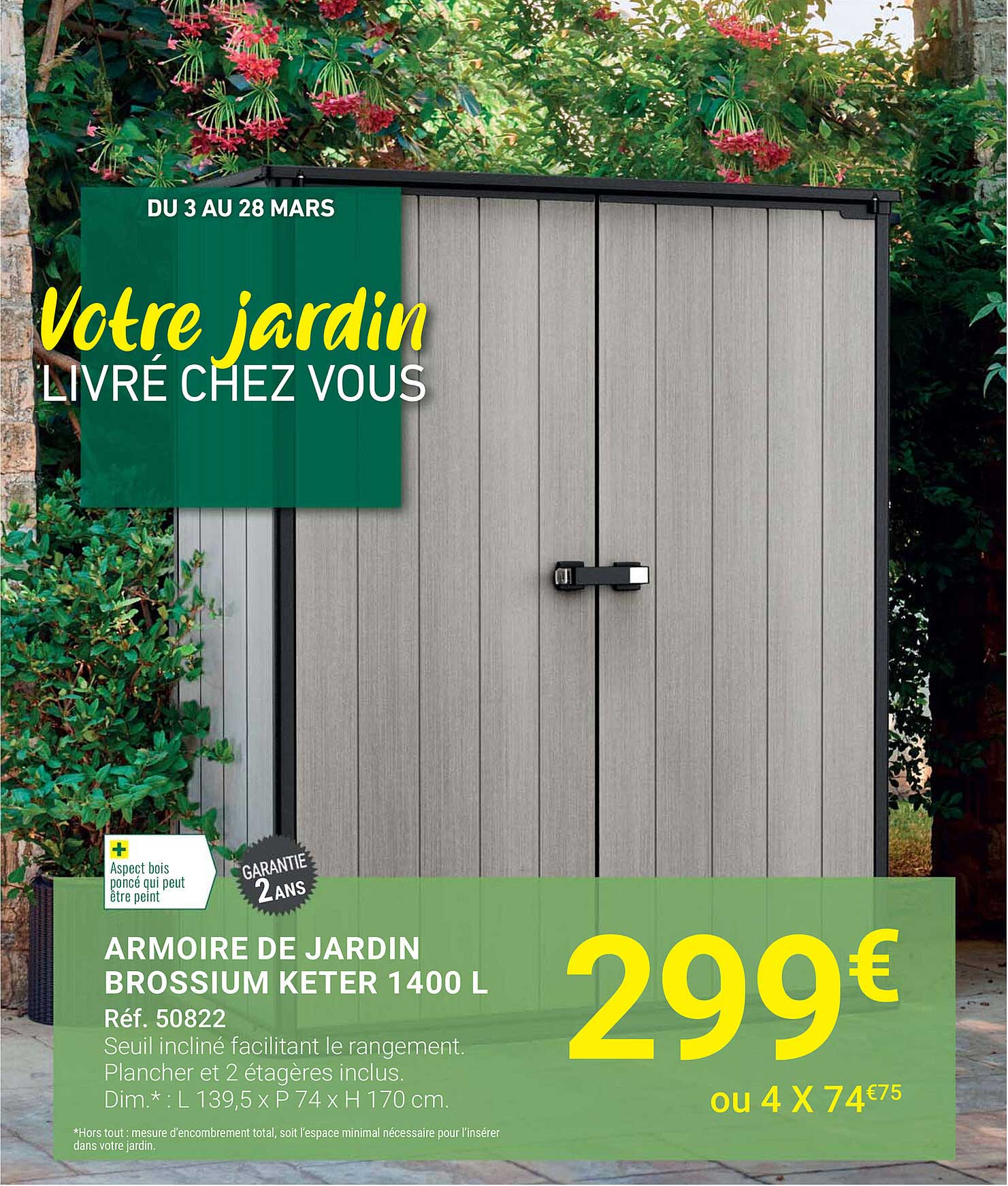armoire de jardin brossium keter 1400 l