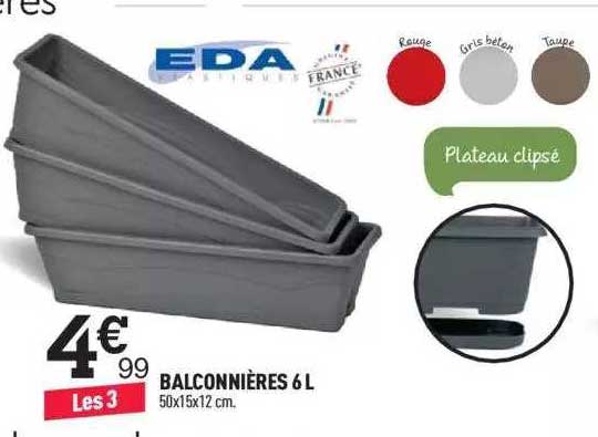 balconnières 6l eda plastique