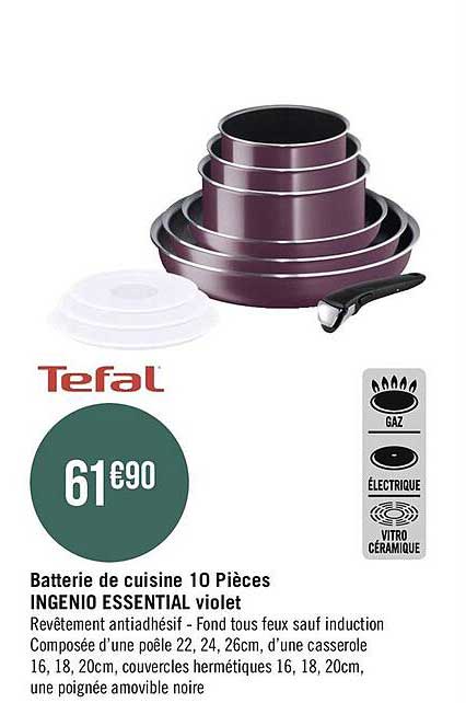 Batterie De Cuisine 10 Pièces Ingenio Essential Violet Tefal