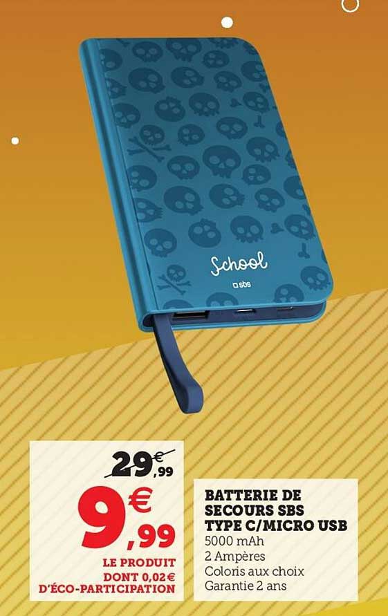 batterie de secours sbs type c-micro usb