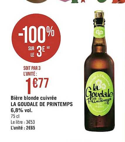 bière blonde cuivrée la goudale de printemps 6,8% vol.