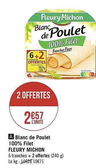 blanc de poulet 100% filet fleury michon