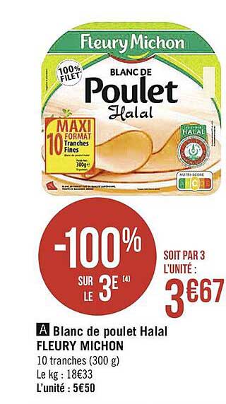 blanc de poulet halal fleury michon