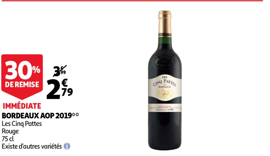 bordeaux aop 2019 les cinq pattes