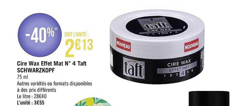 cire wax effet mat n° 4 taft schwarzkopf