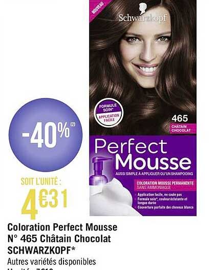 coloration perfect mousse n° 465 châtain chocolat schwarzkopf