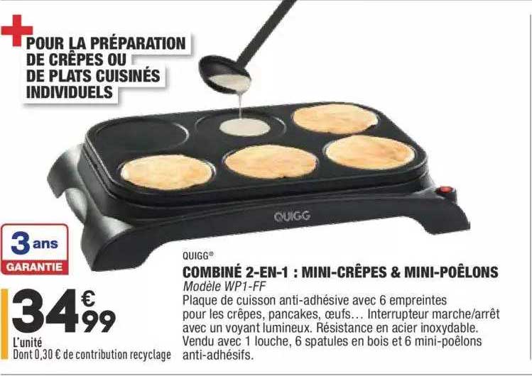combiné 2-en-1 : mini-crêpes & mini-poêlons quigg