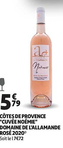 côtes de provence "cuvée noémie" domaine de l'allamande rosé 2020
