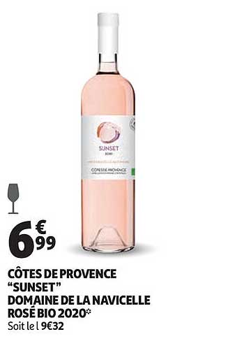 côtes de provence "sunset" domaine de la navicelle rosé bio 2020
