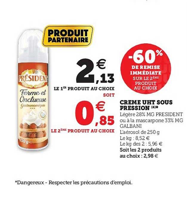 crème uht sous pression président