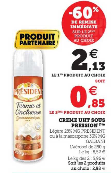 crème uht sous pression président