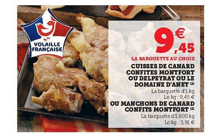 cuisses de canard confites montfort ou delpeyrat ou le domaine d'anet  ou manchons de canard confits montfort