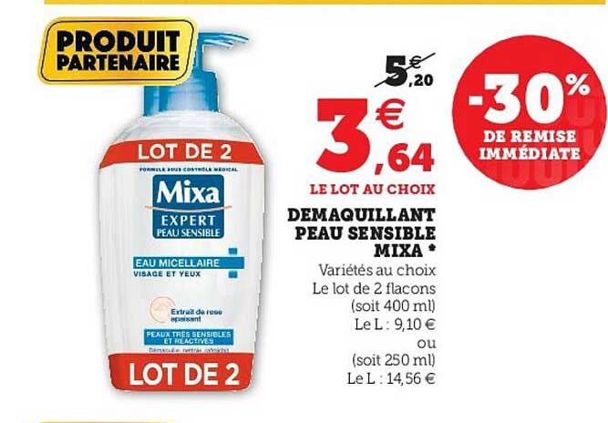 démaquillant peau sensible mixa