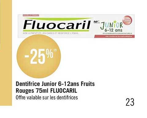 dentifrice junior 6-12 ans fruits rouges 75ml fluocaril