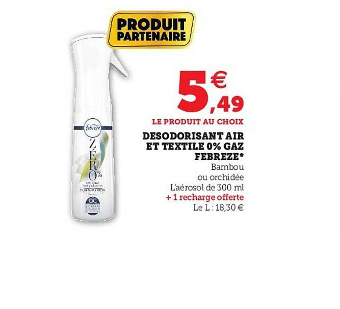 Désodorisant Air Et Textile 0% Gaz Febreze