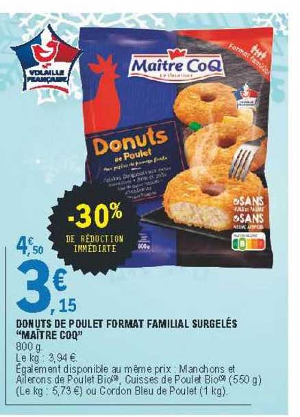 donuts de poulet format familial surgelés "maître coq"