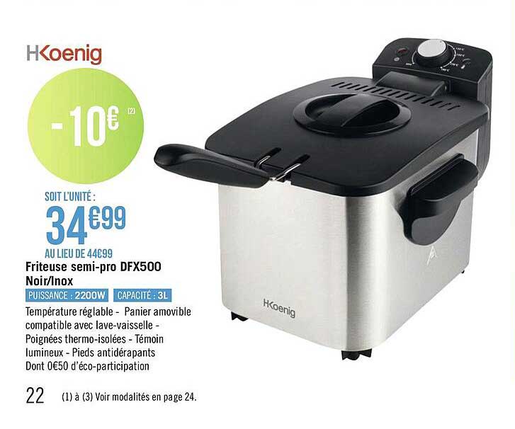 friteuse semi-pro dfx500 noir-inox hkoenig