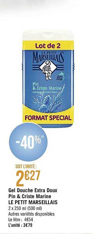 Gel Douche Extra Doux Pin & Criste Marine Le Petit Marseillais