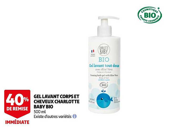 gel lavant corps et cheveux charlotte baby bio