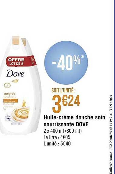 Huile-crème Douche Soin Nourrissante Dove