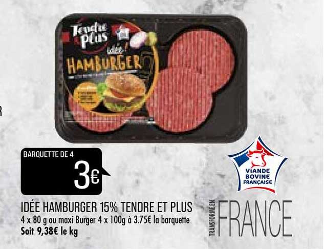 idée hamburger 15% tendre et plus