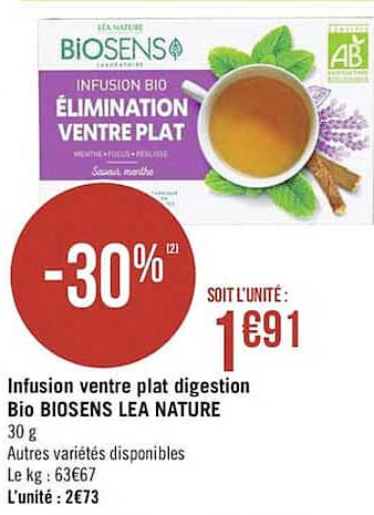 infusion ventre plat digestion bio biosens lea nature