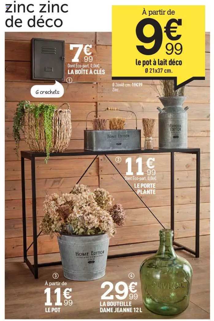 la boîte à clés, la porte plante, la bouteille dame jeanne