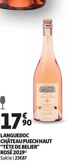 languedoc château puech haut "tête de belier" rosé 2019