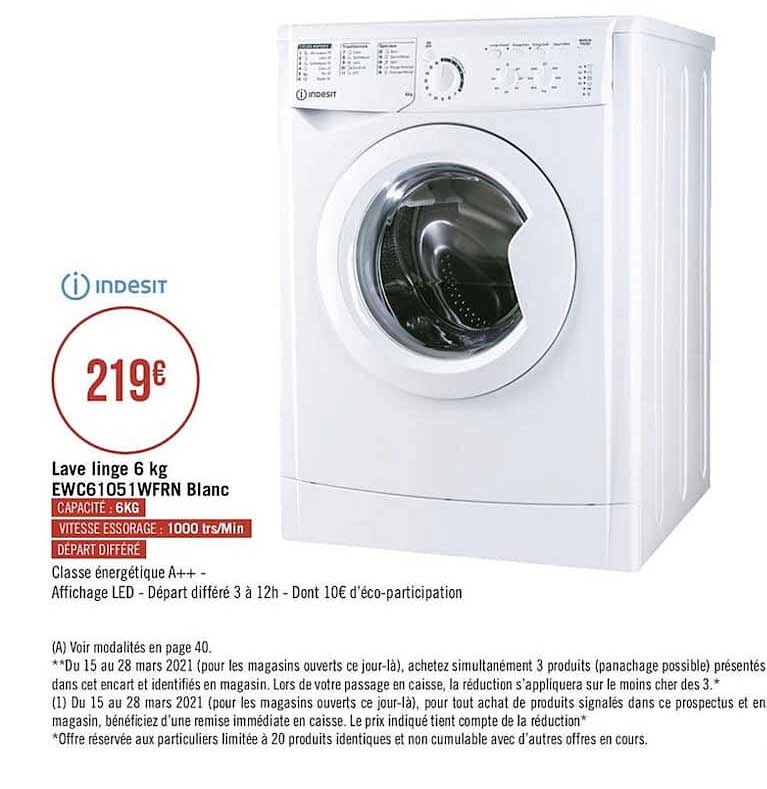 lave linge 6 kg blanc indesit