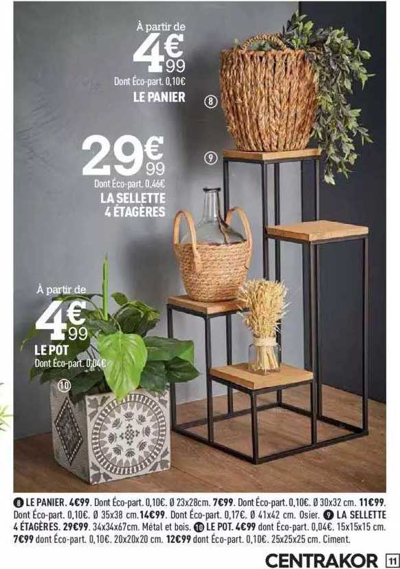 le panier, le pot, la sellette 4 étagères